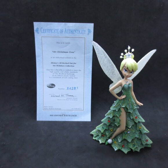 Disney 6” Tinker Bell Figurine - Oh Christmas Tree - Bradford Exchange - RARE